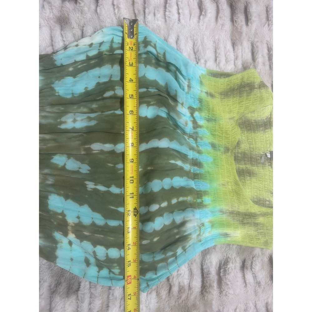 Young Fabulous & Broke Tie Dye Smocked Maxi Dress Green Teal Small RN 106691 - Picture 5 of 7